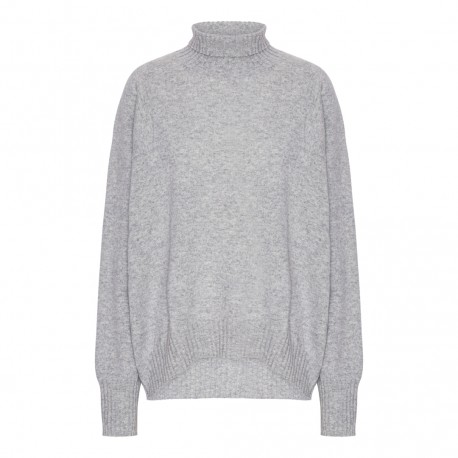 Sweater dame i cashmere – lysegrå, oversize
