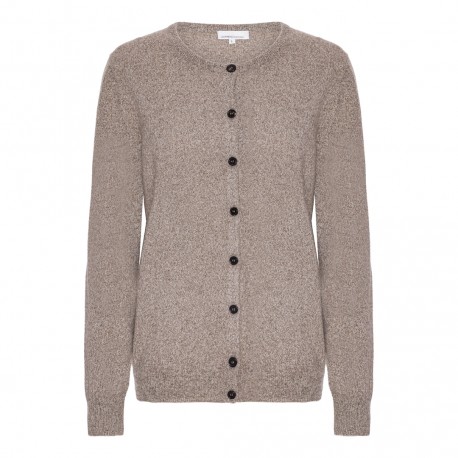 Cardigan dame i cashmere – beige meleret