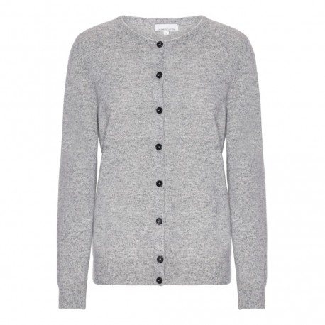 Cardigan dame i cashmere – grå meleret