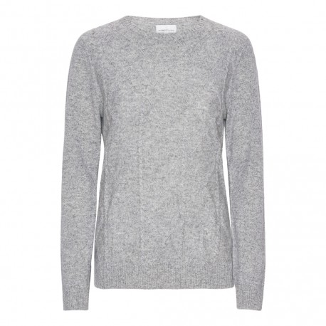 Sweater dame i cashmere – grå meleret