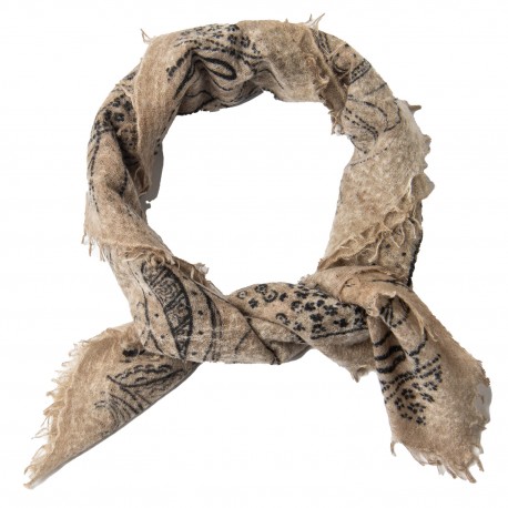 Bandana dame i cashmere – beige, paisleyprint