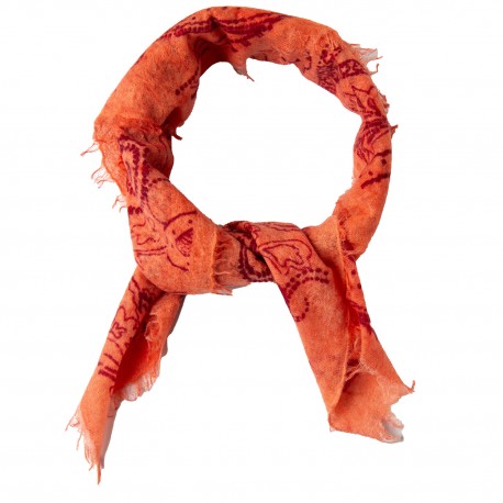 Bandana dame i cashmere – orange, paisleyprint