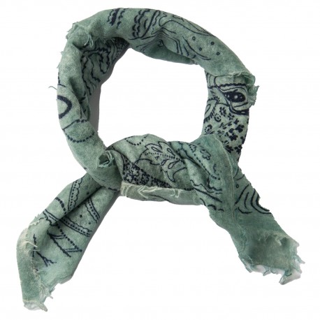 Bandana dame i cashmere – lysegrøn, paisleyprint