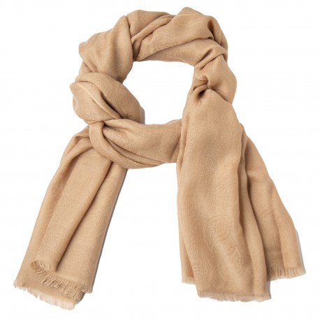Sjal dame i cashmere – beige, paisleymønster
