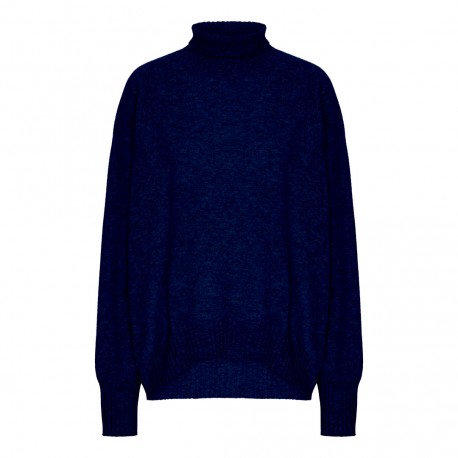 Sweater dame i cashmere – marineblå, oversize