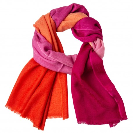 Tørklæde dame i cashmere – tamarind og orange, jacquard dip-dye