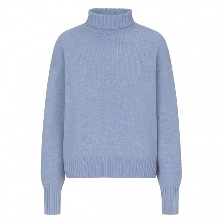 Sweater dame i cashmere – dueblå, oversize