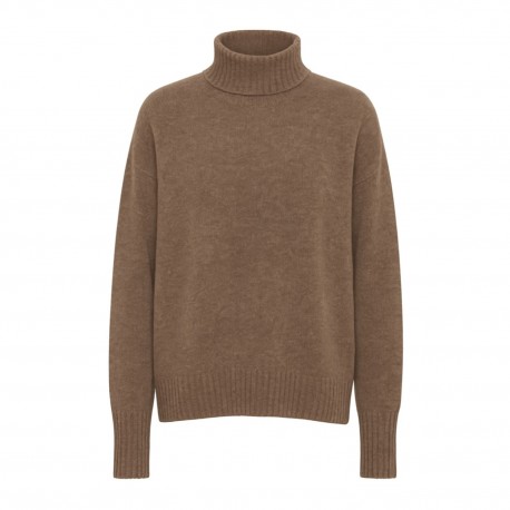Sweater dame i cashmere – taupegrå, oversize