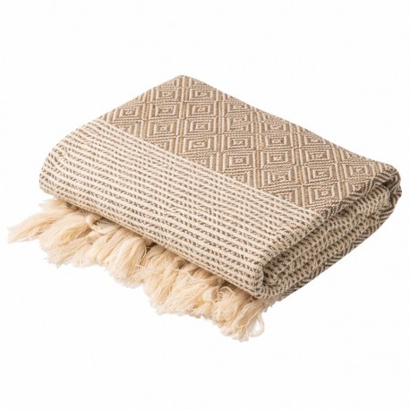 Hammamhåndklæde i bomuld – beige, diamantmønster