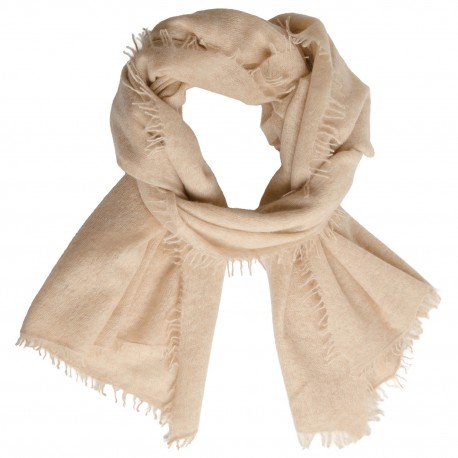 Tørklæde dame i cashmere – naturbeige, strikket