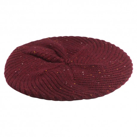 Baret dame i cashmere – vinrød, med nister