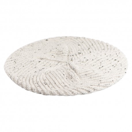 Hvid baret med nister i cashmere strik